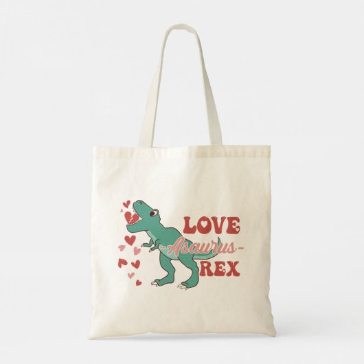 Love-Asaurus Rex Grappig Tote Bag (Achterkant)