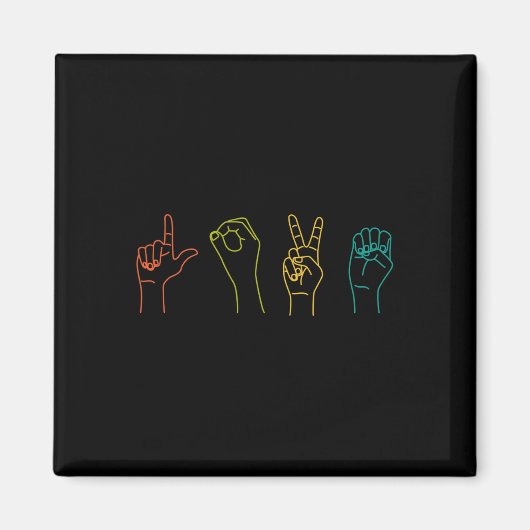 Love ASL Sign language Alphabet Valentijnsdag Gif Magneet (Voorkant)