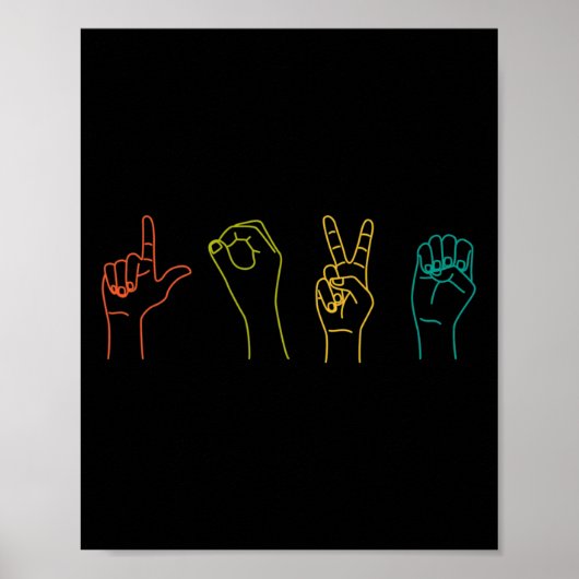 Love ASL Sign language Alphabet Valentijnsdag Gif Poster (Voorkant)
