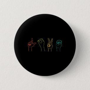 Love ASL Sign language Alphabet Valentijnsdag Gif Ronde Button 5,7 Cm