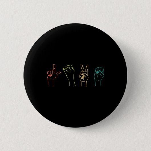 Love ASL Sign language Alphabet Valentijnsdag Gif Ronde Button 5,7 Cm (Voorkant)