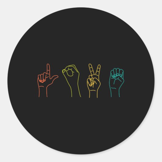Love ASL Sign language Alphabet Valentijnsdag Gif Ronde Sticker (Voorkant)