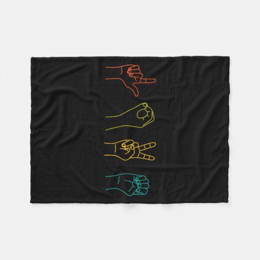 Love Asl Sign Language Alphabet Valentines Day  Fleece Deken (Voorkant (Horizontaal))