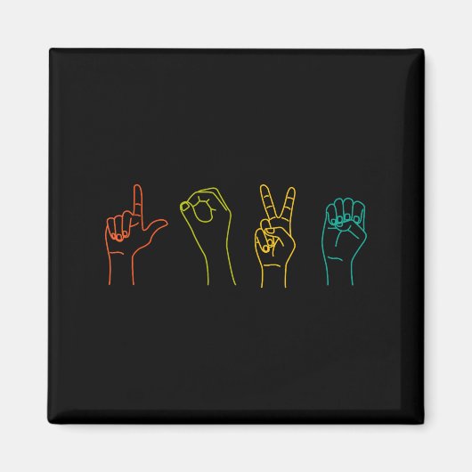 Love Asl Sign Language Alphabet Valentines Day  Magneet (Voorkant)