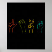 Love Asl Sign Language Alphabet Valentines Day Poster (Voorkant)