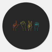 Love Asl Sign Language Alphabet Valentines Day  Ronde Sticker (Voorkant)