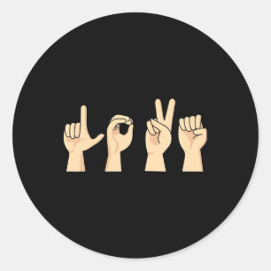 Love ASL Valentijnsdag Cute Sign Language Deaf Aw Ronde Sticker