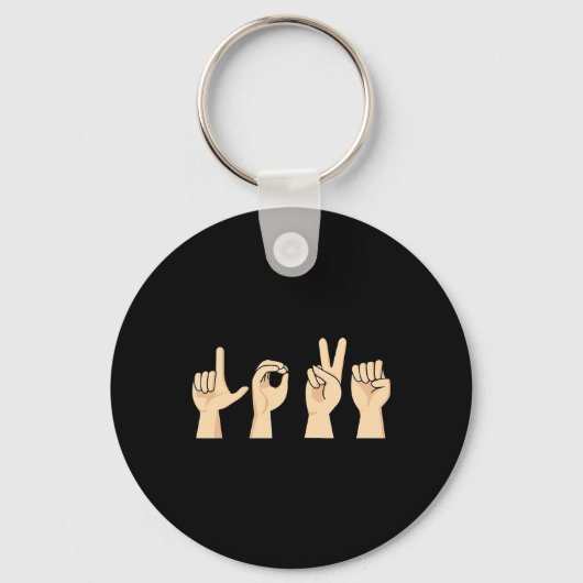 Love ASL Valentijnsdag Cute Sign Language Deaf Aw Sleutelhanger (Voorkant)