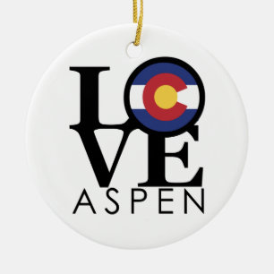LOVE Aspen Colorado Keramisch Ornament