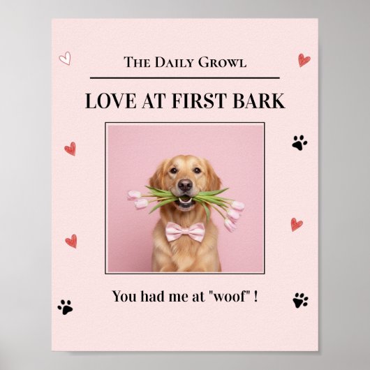 Love at First Bark Personalized Dog  Poster (Voorkant)