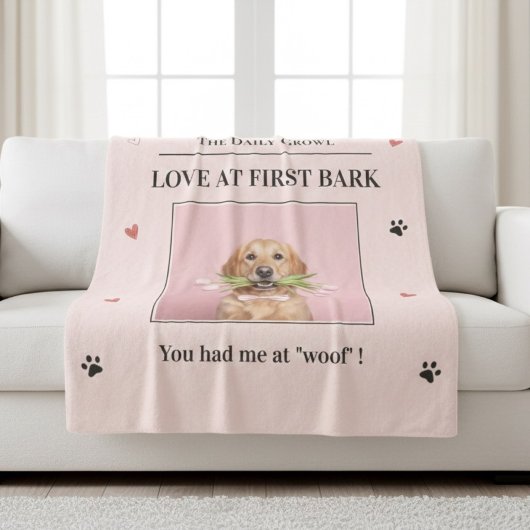 Love at First Bark Personalized Dog Sherpa Deken