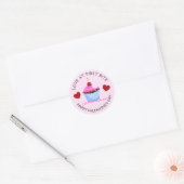 Love at First Bite Happy Valentine's Day Cupcake Ronde Sticker (Envelop)