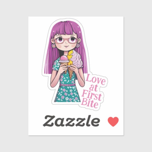 "Love At First Bite" leuke ijskegels Sticker (Vel)