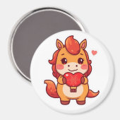 Love at First Gallop Fire Horse Valentine Chinese Magneet (Voorkant / Achterkant)