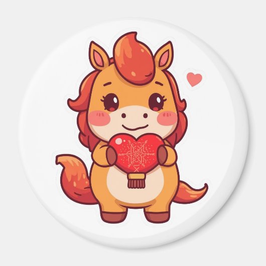 Love at First Gallop Fire Horse Valentine Chinese Magneet (Voorkant)