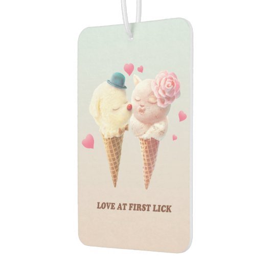 Love at First Lick: Bichon & Cat Ice Cream Art Luchtverfrisser (Links)