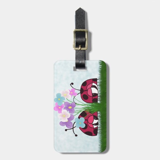 Love at First Sight Cute Ladybug Illustration Bagagelabel (Voorkant verticaal)