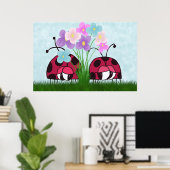 Love at First Sight Cute Ladybug Illustration Poster (Thuiskantoor)