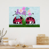 Love at First Sight Cute Ladybug Illustration Poster (Keuken)
