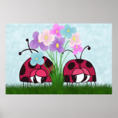 Love at First Sight Cute Ladybug Illustration Poster (Voorkant)