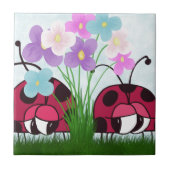 Love at First Sight Cute Ladybug Illustration Tegeltje (Voorkant)