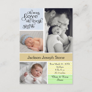 Love at First Sight Kleurrijke Collage - 3x5 Boy Aankondiging