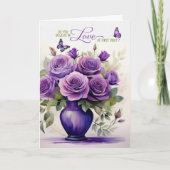 Love at First Sight Vase of Purple Roses Romantic Kaart (Voorkant)