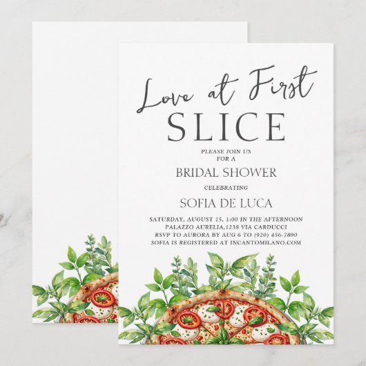 Love At First Slice Pizza Italian Bridal Shower Kaart (Voorkant / Achterkant)
