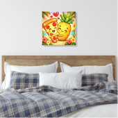 Love at First Slice - Pizza Meets Pineapple Canvas Afdruk (Insitu (Slaapkamer))
