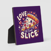 Love at First Slice, Schattige Grappige Pizza Love Fotoplaat (Voorkant)
