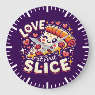 Love at First Slice, Schattige Grappige Pizza Love Grote Klok