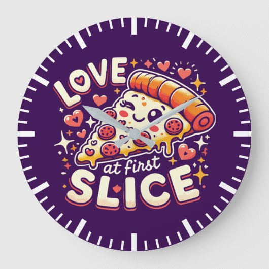 Love at First Slice, Schattige Grappige Pizza Love Grote Klok (Voorkant)
