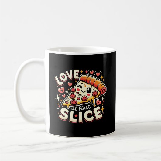 Love at First Slice, Schattige Grappige Pizza Love Koffiemok (Links)