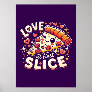 Love at First Slice, Schattige Grappige Pizza Love Poster