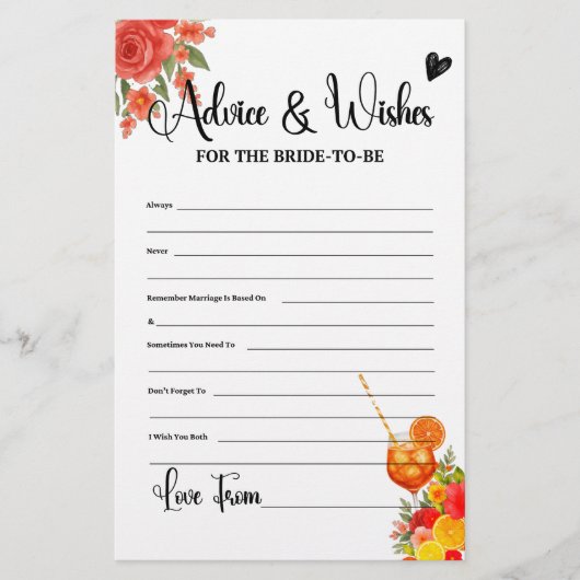 Love at First Spritz Advies Wensen voor de bruid (Voorkant)