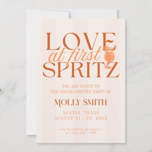 Love at First Spritz Bachelorette Kaart (Voorkant)