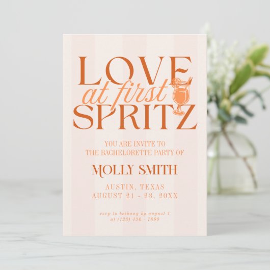 Love at First Spritz Bachelorette Kaart (Staand voorkant)