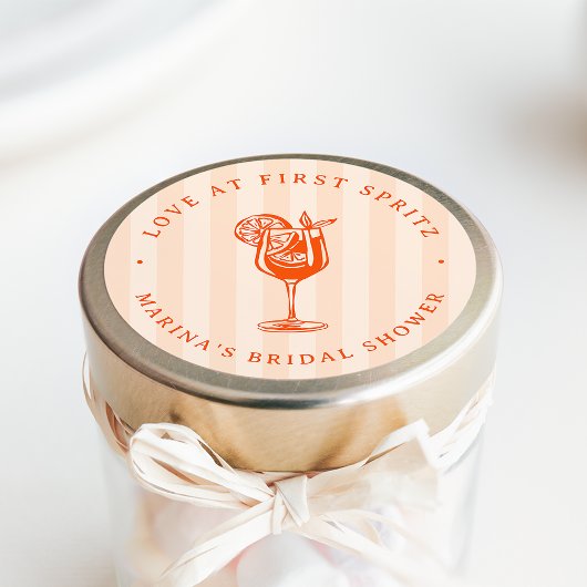 Love at First Spritz Bridal Shower Favor Ronde Sticker