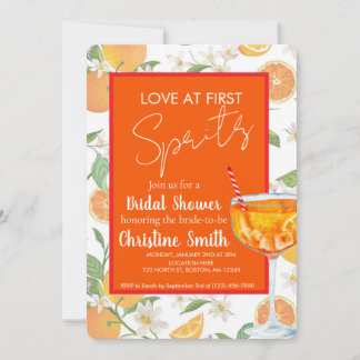 Love at First Spritz Bridal Shower Invitation Kaart