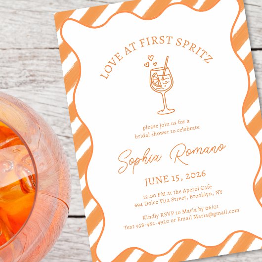 Love at First Spritz Bridal Shower Italian Aperol  Kaart