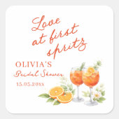 Love At First Spritz Bridal Shower Vierkante Sticker (Voorkant)