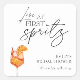 Love at First Spritz Bruiloft Feestje Vierkante Sticker