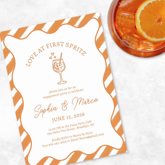 Love at First Spritz Engagement Party Orange Italy Kaart