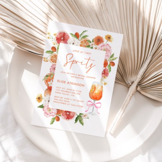 Love At First Spritz Floral Bridal Shower Kaart