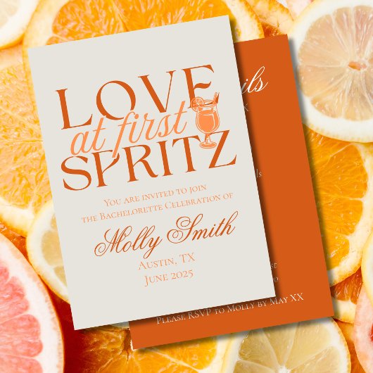 Love at First Spritz – Leuke Oranje vrijgezellenfe Kaart