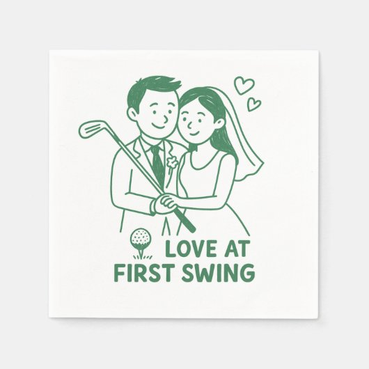 "Love at First Swing" Golfer's Style paper napkin Servet (Voorkant)