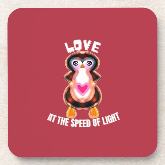 Love at the Speed of Light Penguin Gift Bier Onderzetter (Voorkant)