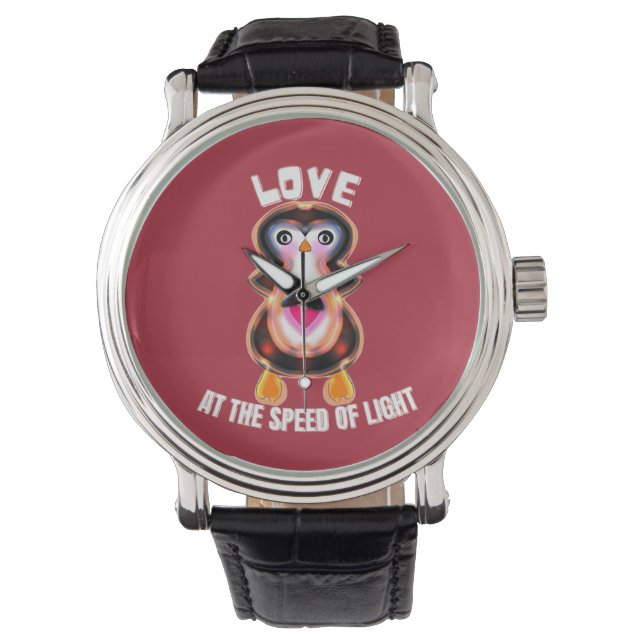 Love at the Speed of Light Penguin Gift Horloge (Voorkant)