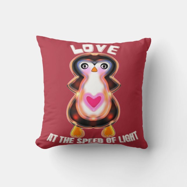 Love at the Speed of Light Penguin Gift Kussen (Voorkant)