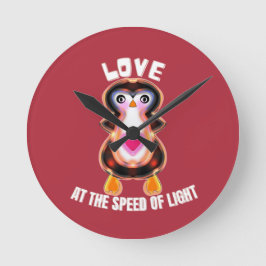 Love at the Speed of Light Penguin Gift Ronde Klok
